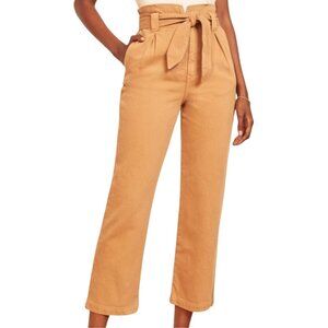 Reformation Evie Pants Butterscotch Paperbag Belted Ankle Organic Cotton Size28